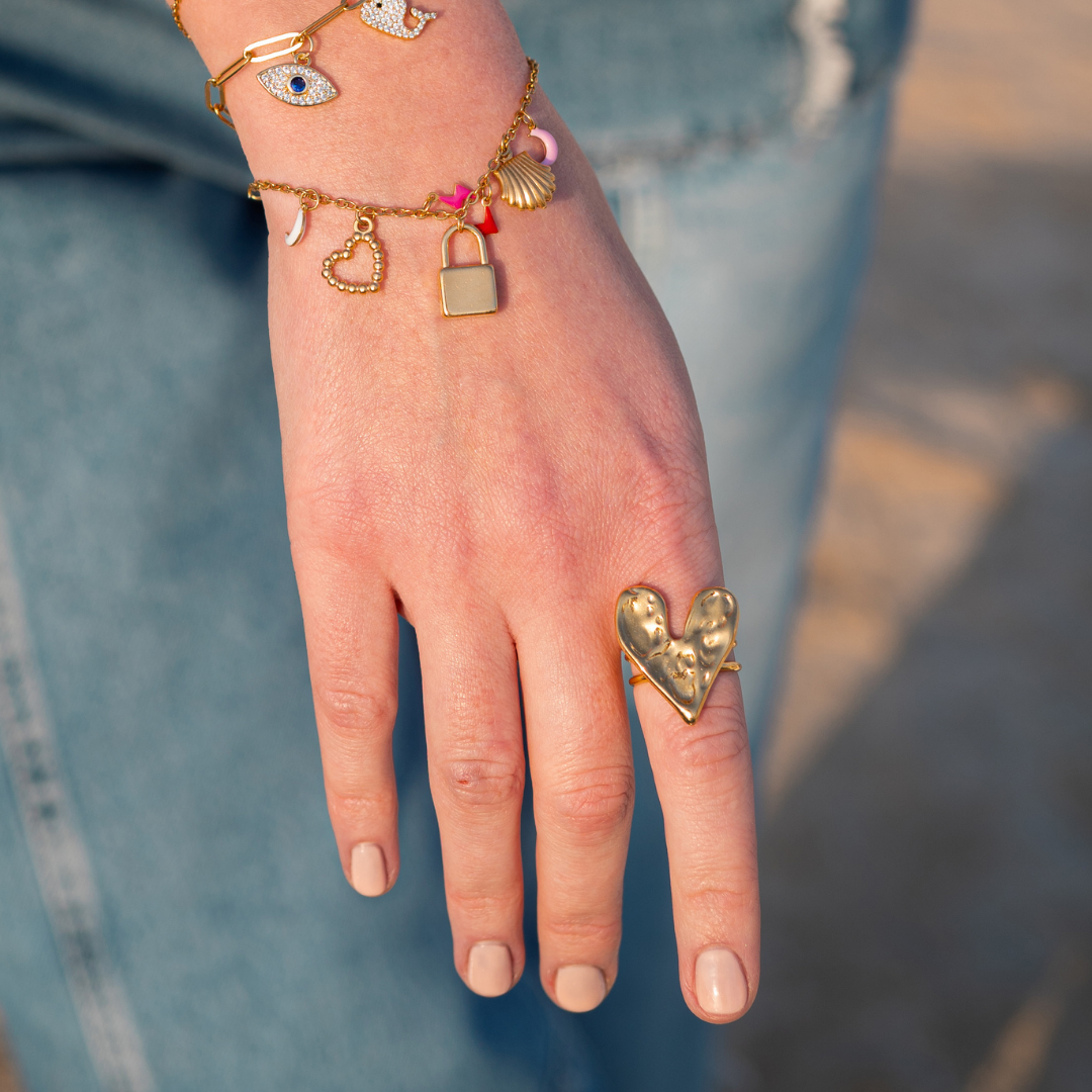 Heartbeat Hammered Ring